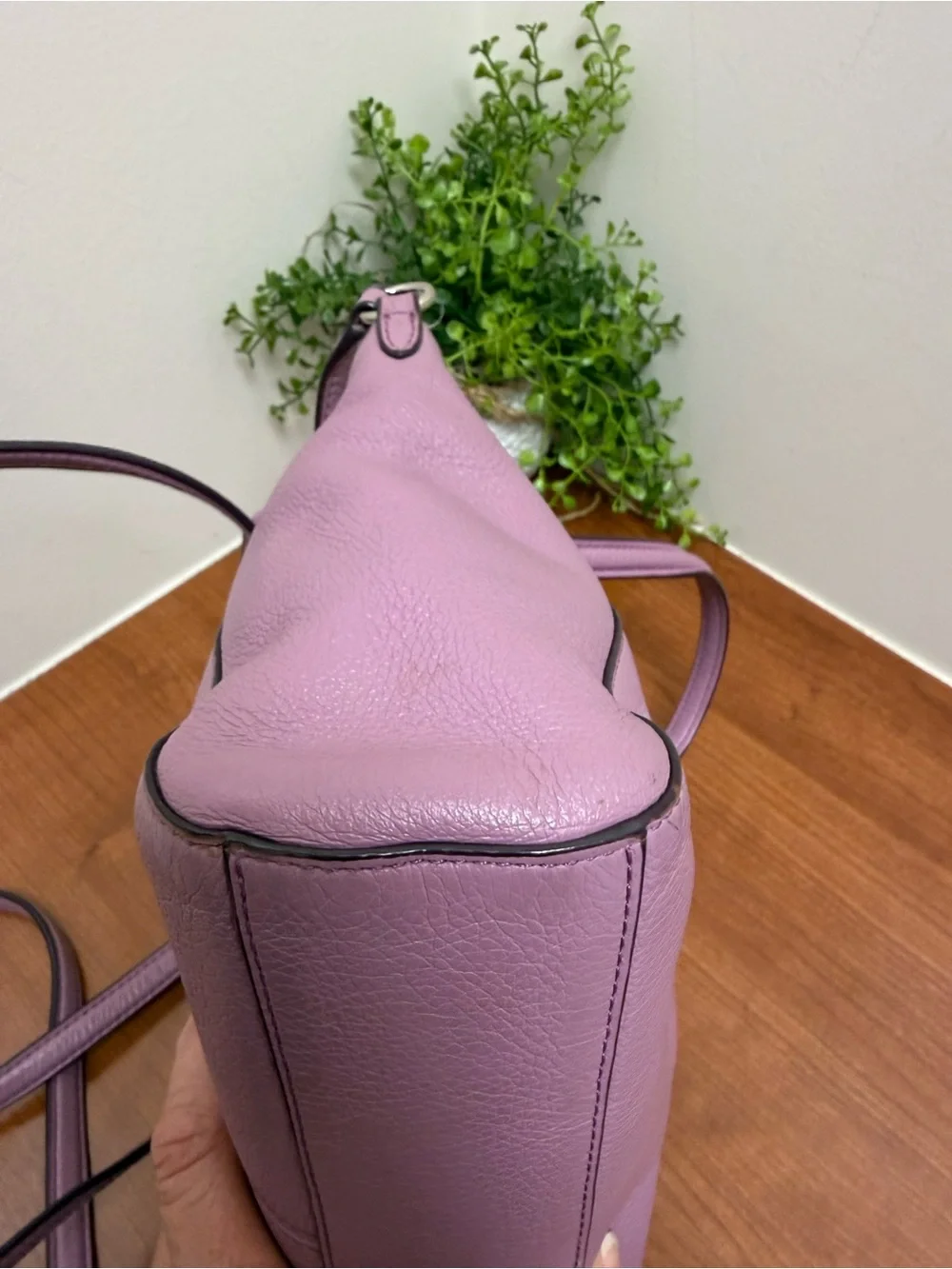 Coach MINI Kelsey Satchel Lilac Pebbled Leather Two Way Crossbody Top Handle EUC
